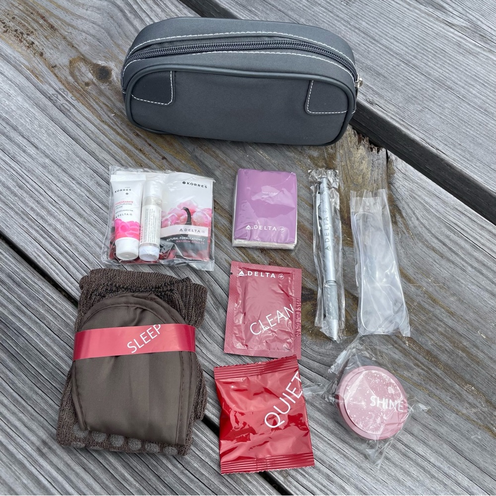 Delta SkyTeam Toiletry Amenity Travel Vacation Go Kit Set Pouch Bag Make Up Case